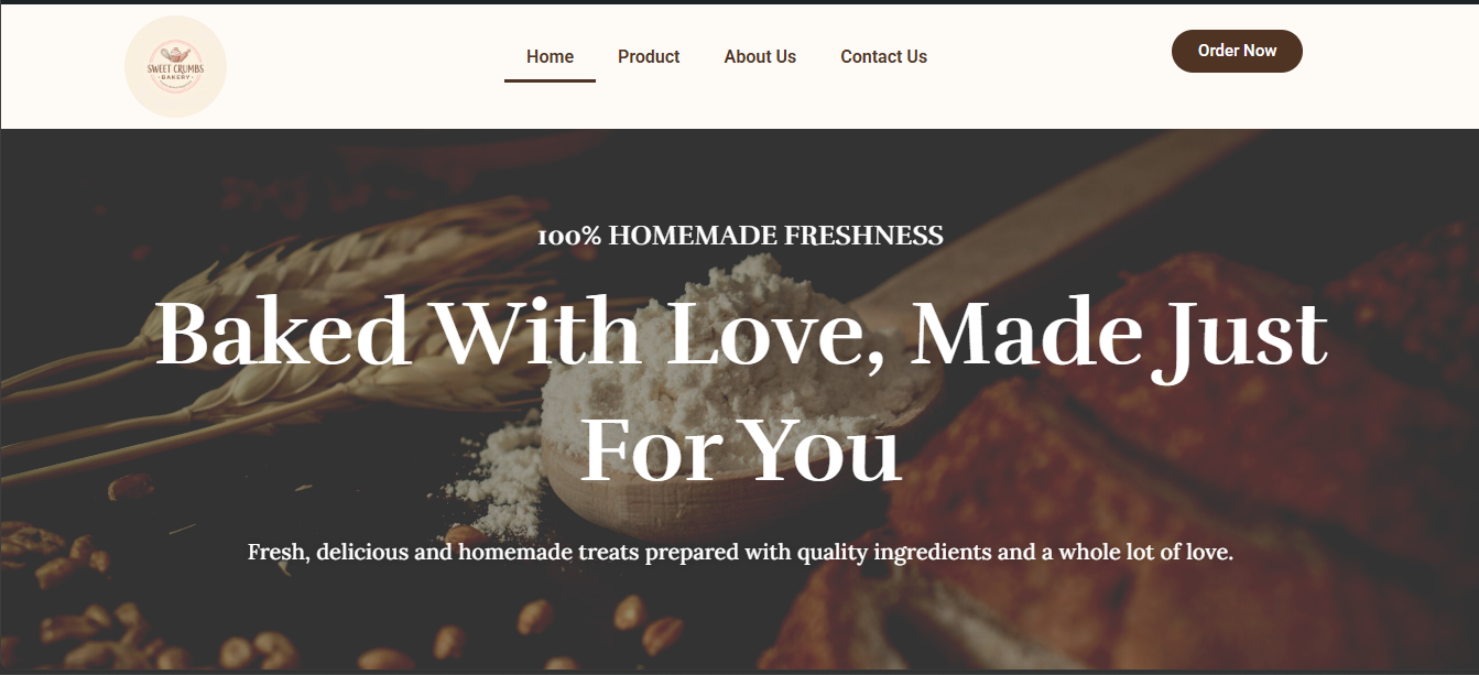 Sweet Crumbs Bakery Website Hero